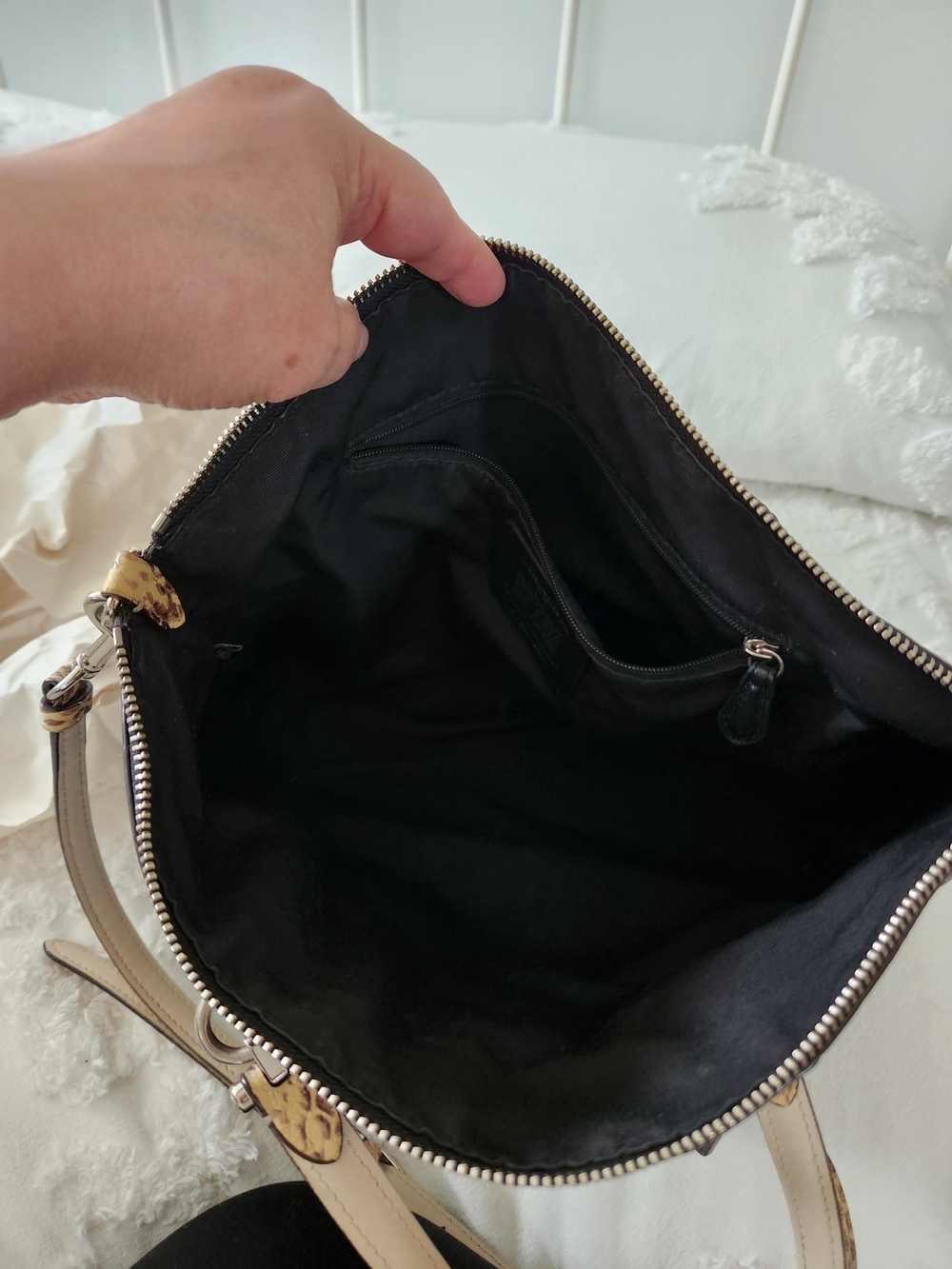 COACH Black Leather Satchel with Contrasting Tan Handles J1957-F88561 Orig Tags - Picture 10 of 11